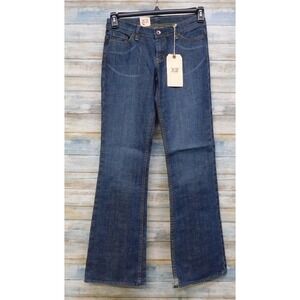 X2 Denim Laboratory Women Size 0 W10 Fit Flare Leg Jeans Dark Wash Stretch Boho